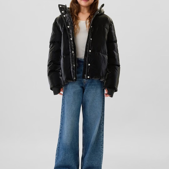 Kids Recycled Metallic Puffer Jacket XS (4-5) Black Girls - Picture 3 of 5